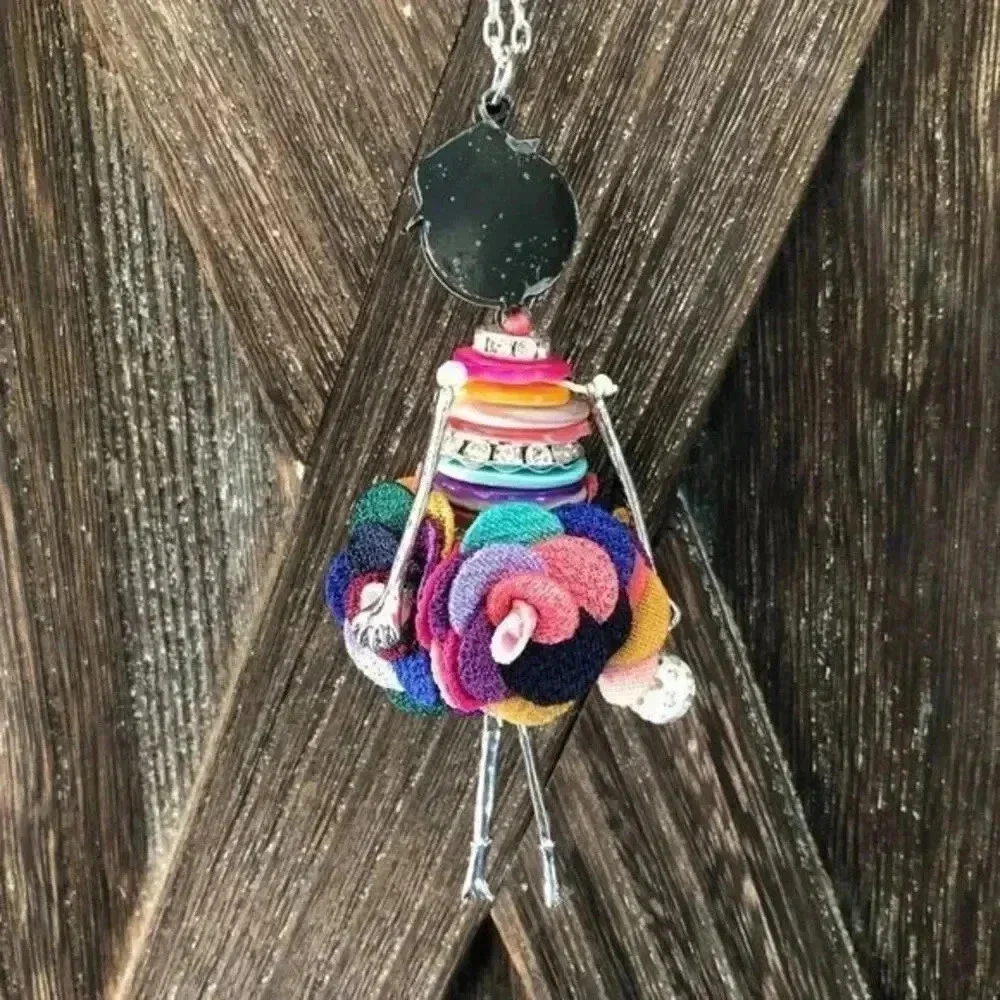 Colorful Rainbow 20’s Flapper Fashion Doll Long Sweater Necklace NWT